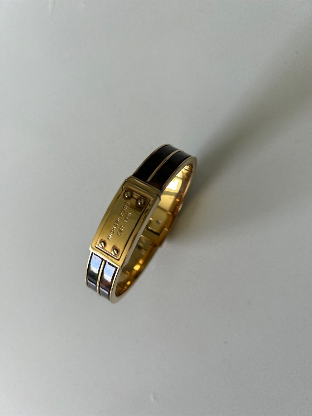 Michael Kors Gold and Tortoise Bracelet with Designer Plate